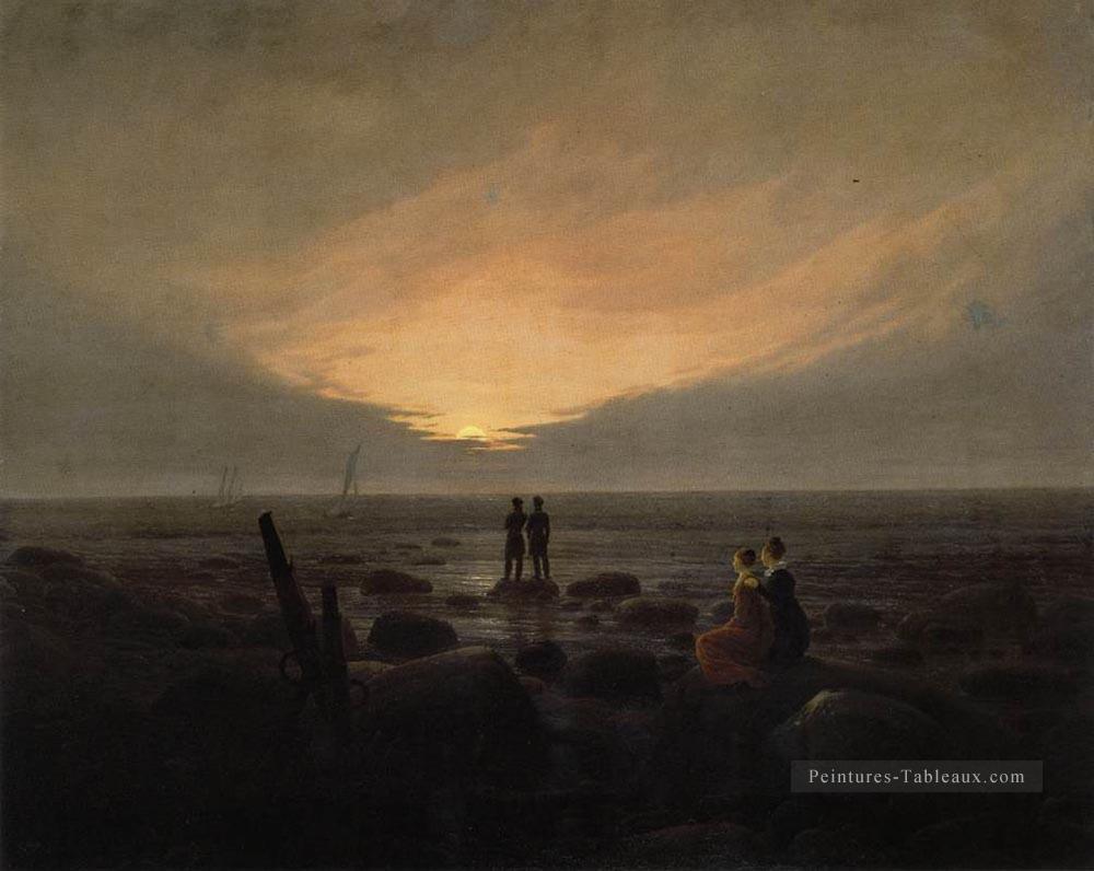 Lever de soleil sur la mer romantique Caspar David Friedrich Peintures à l'huile